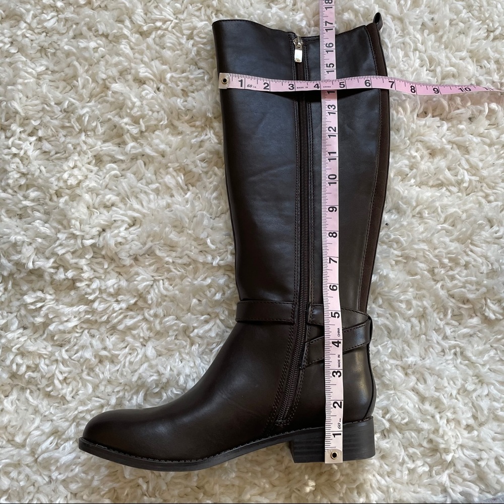 Nine West deep brown high boots with buckle and side zipper - Picture 3 of 7